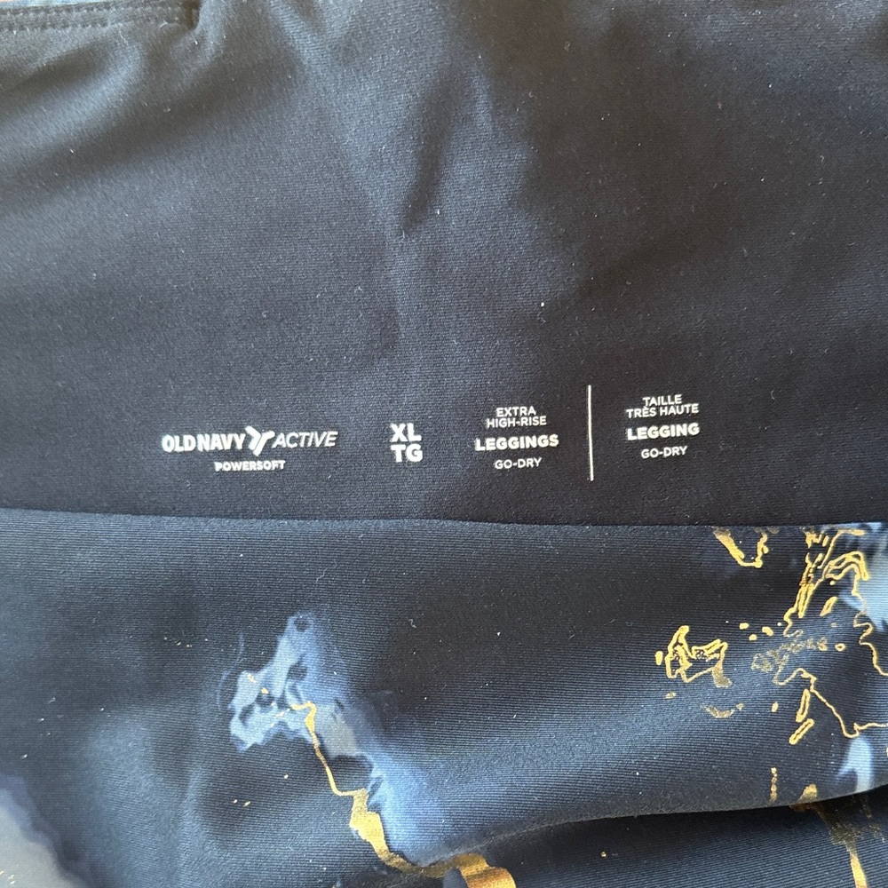 Old Navy Black Leggings with Gold Marble Print - Picture 3 of 4